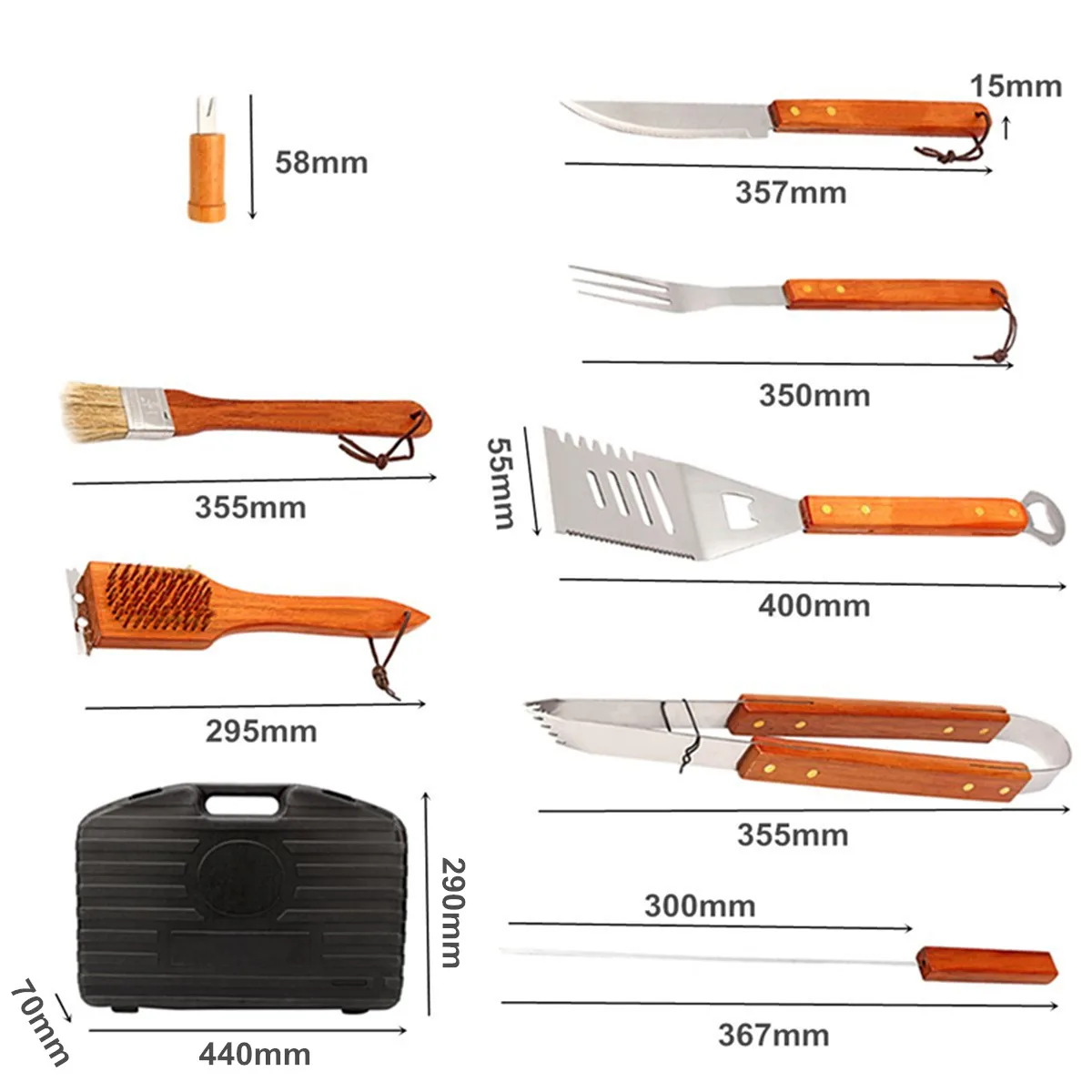 

Hot 18Pcs/Set Camping Picnic BBQ Tool Kit Stainless Steel BBQ Grill Fork Set Barbecue Gadgets Supplies Outdoor Kitchen Accessori