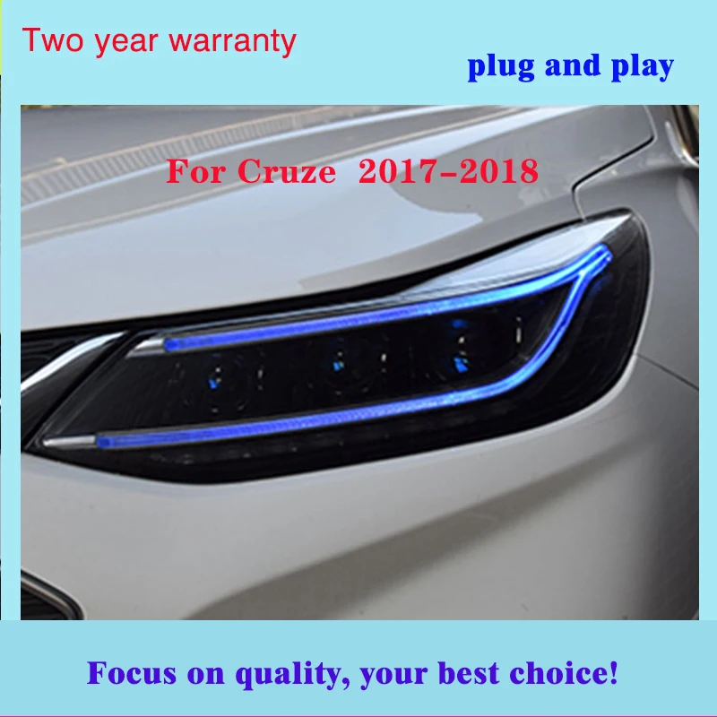 Car Styling Head Lamp for New Chevrolet Cruze Headlights 2017-2018 LED Headlight DRL Q5 Bi Xenon Lens High Low Beam Parking | Автомобили и