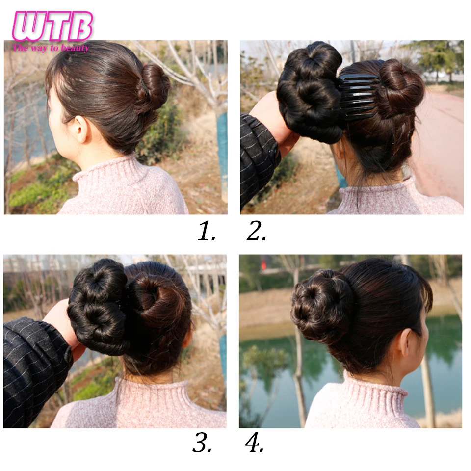 WTB кудрявый пучок пончик 9 цветов шиньон с зажимом в накладные волосы синтетические аксессуары для волос хвост пони для женщин