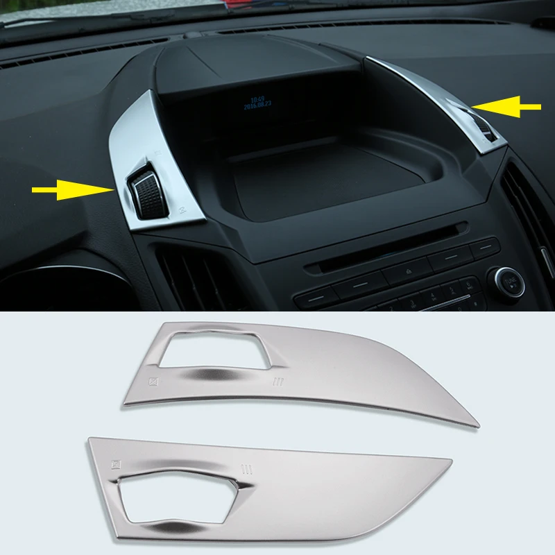 

2PCS For Ford Kuga Escape 2017-2018 ABS Chrome Interior Middle Regulate Air Vent Outlet Cover Trim Car Styling Accessories