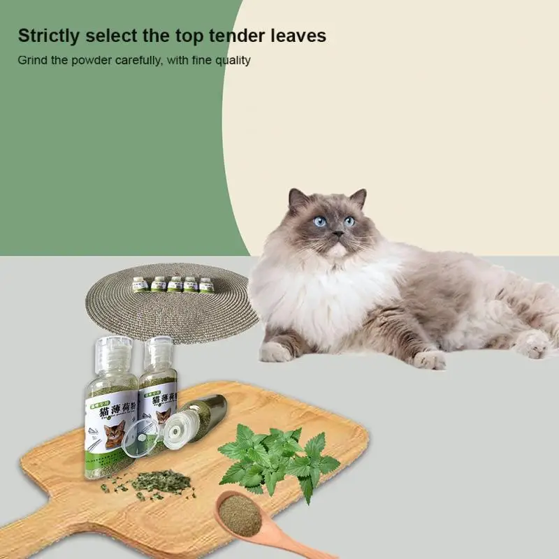 1 Bottle/bag Mint Leaf Powder Pet Cat Snacks Natural Cat Mint Powder Healthy Clean Teeth Cat Grass Powder Care Toys Pet Products