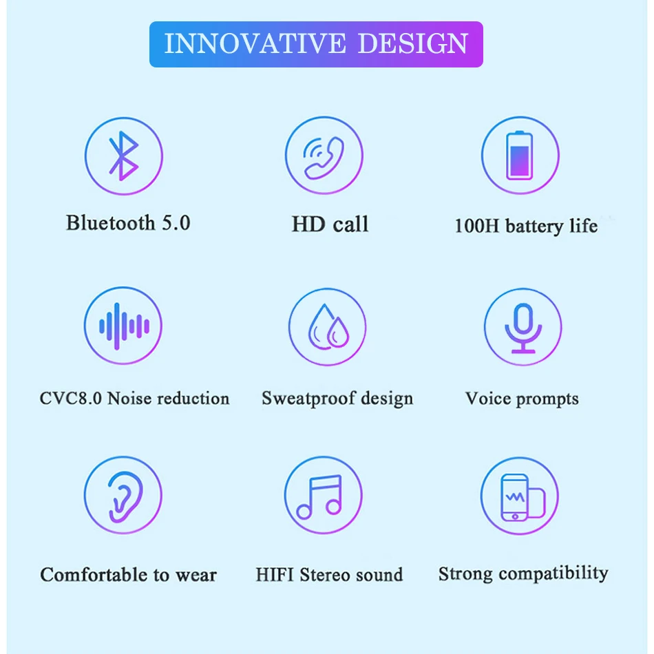 LIGE TWS Bluetooth Earphone Stereo Bass Wireless