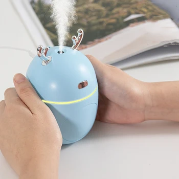 

Lovely Deer Air Humidifier USB Ultrasonic Cool Mist Maker Fogger LED Light Mini Aroma Diffuser Essential Oil Humidificador Blue