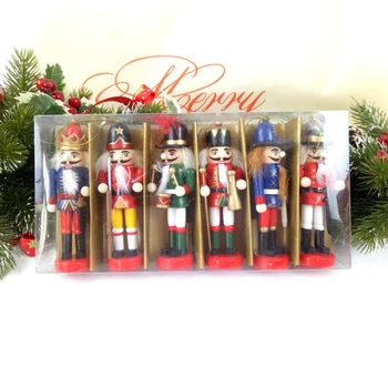 

6pcs Wooden Nutcracker Puppet Walnuts Soldier Doll Pendant Decoration Christmas Tree Hanging Ornaments