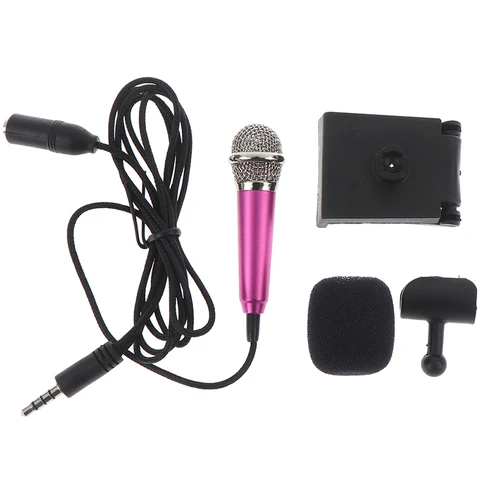 Portable 3.5mm Stereo Studio Mic KTV Karaoke Mini Microphone For Cell Phone Laptop PC Desktop Small Size