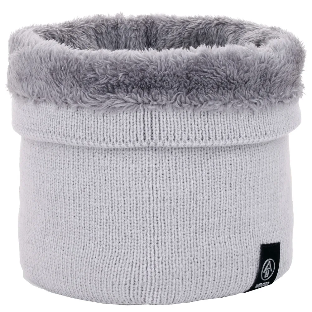 light grey CRUOXIBB зимний двухслойный шейный Утеплитель для мужчин и женщин мягкая флисовая подкладка толстый вязаный круглый петлеобразный шарф - Цвет: light grey