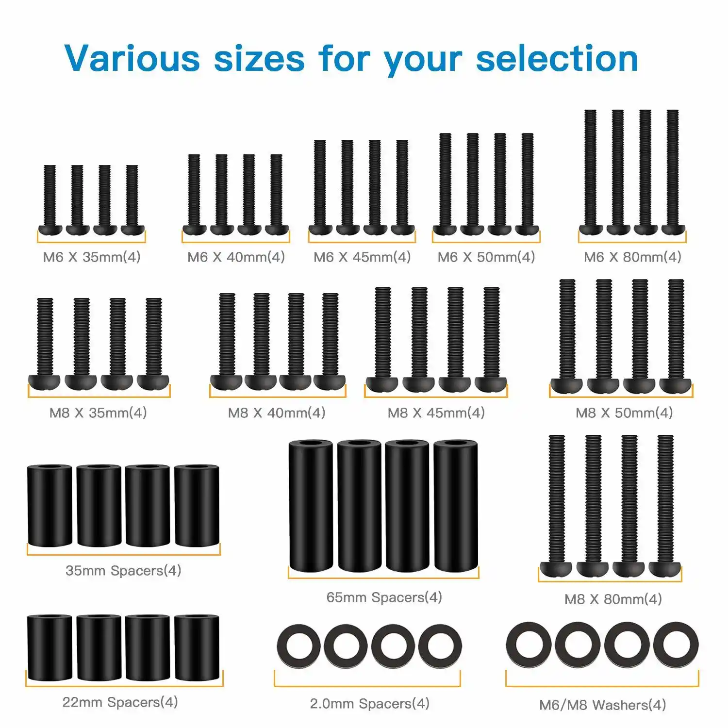 TV Screws Mounting Hardware Pack Fits All TVs M6 and M8 Screws Washers