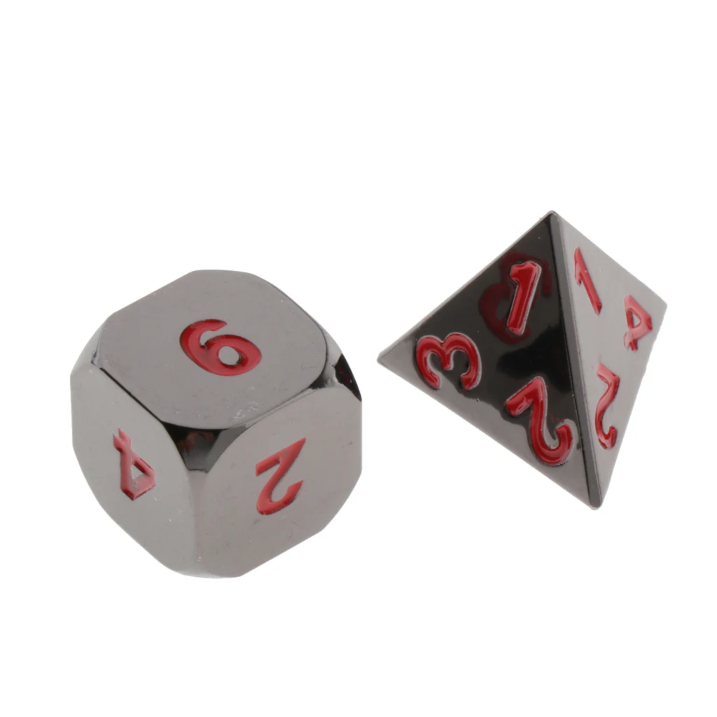 7pcs Embossed Metal Multi-sided Polyhedral Dice Set for Dungeons and Dragons Dice MTG DND RPG Table Games Board Game D20 D12 Set