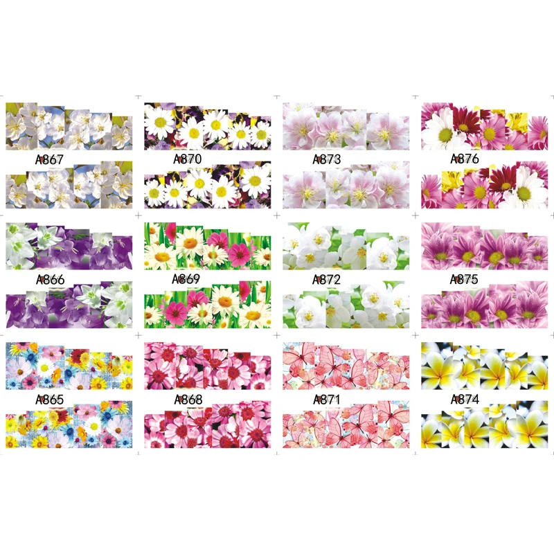 1 Sheet Flower Series Nail Sticker Animal Series Nail Art Sticker Manicure Water Transfer Sticker Self-adhesive Nail Decals C#1