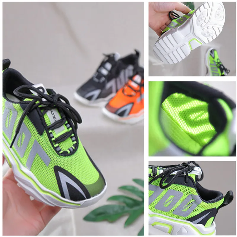 

2020 Spring Autumn New Soft Sole Sneakers Non-slip Fashion Children Casual Shoes Comfortable Mesh Breathable Luminous Boys Shoes