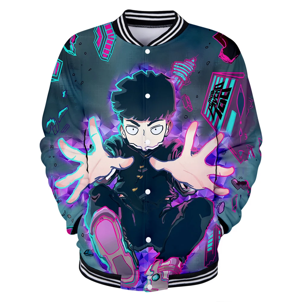 Mob Psycho 100 Молодежная 3D бейсбольная спортивная куртка Мужская/Женская Хип-хоп 3D принт Mob Psycho 100 Осенняя модная бейсбольная куртка