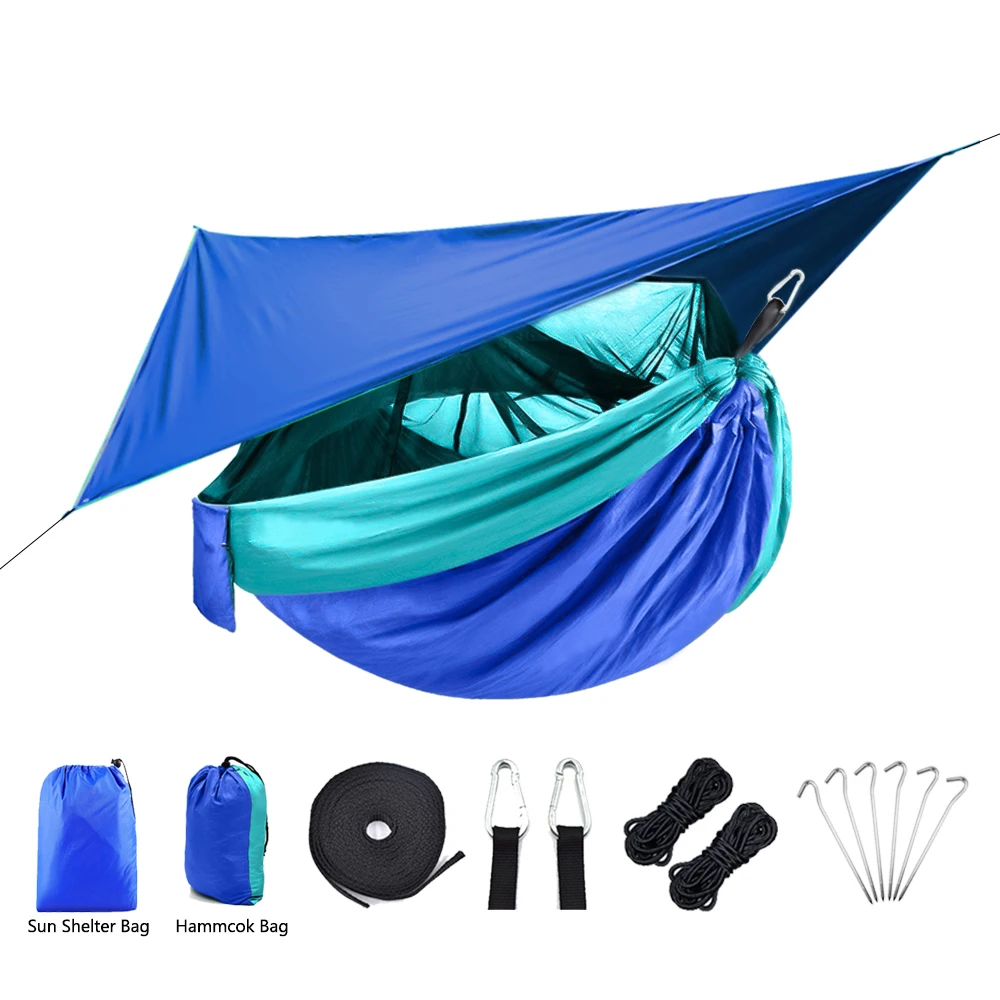 wicker patio furniture Lightweight Portable Camping Hammock and Tent Awning Rain Fly Tarp Waterproof Mosquito Net Hammock Canopy 210T Nylon Hammocks Outdoor Furniture cheap