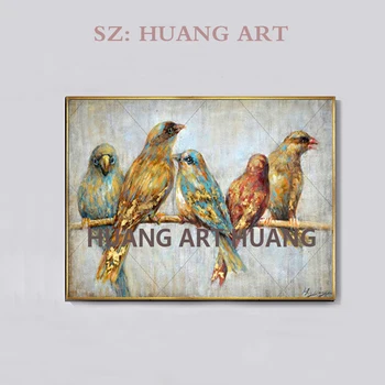 

Pure Handmade Abstract bird Oil Painting On Canvas lovely Bird standing on a Tree Painting For Wall Decoration Painting For Home