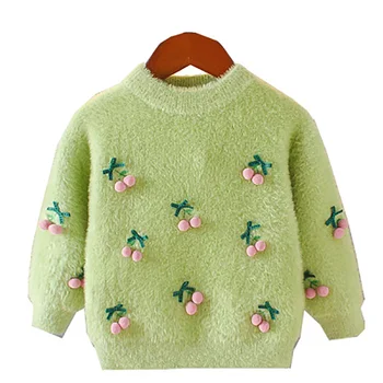

Girls Soft Warm Sweater 2020 Autumn Winter Long Sleeve Cartoon Fruit Printed Cute Toddler Pullover Knit Outwear For 2-6Y
