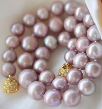 

New 8-9MM Genuine Natural Lavender akoya cultured pearl necklace GP Magnet Clasp