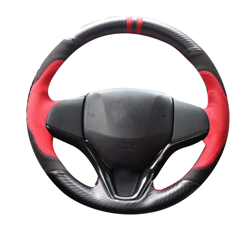 Сшитый вручную чехол рулевого колеса автомобиля DIY авто аксессуары для интерьера для honda FIT