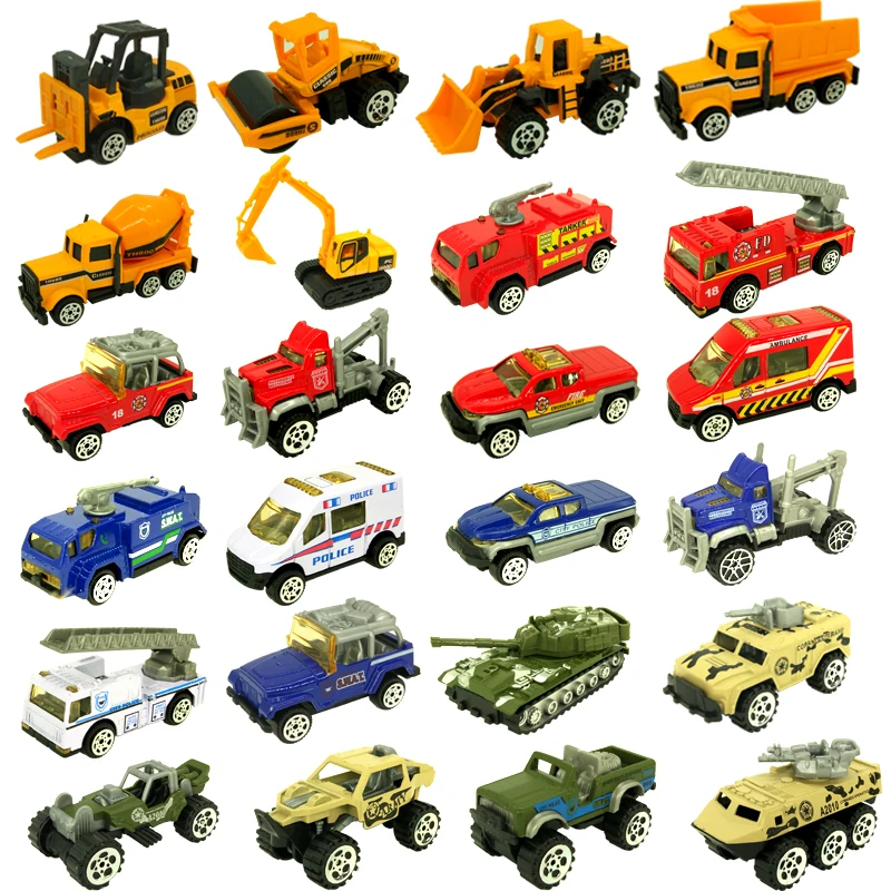 

6pc Alloy Engineering Car Tractor Toy Dump Truck Fire Police Vehicle Classic Model Vehicle Educational Toys for Boys Children