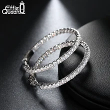 Effie queen женские большие круглые серьги-кольца роскошный кубический циркон винтажный круг вечности Серебряная Сережка ювелирные изделия DE137