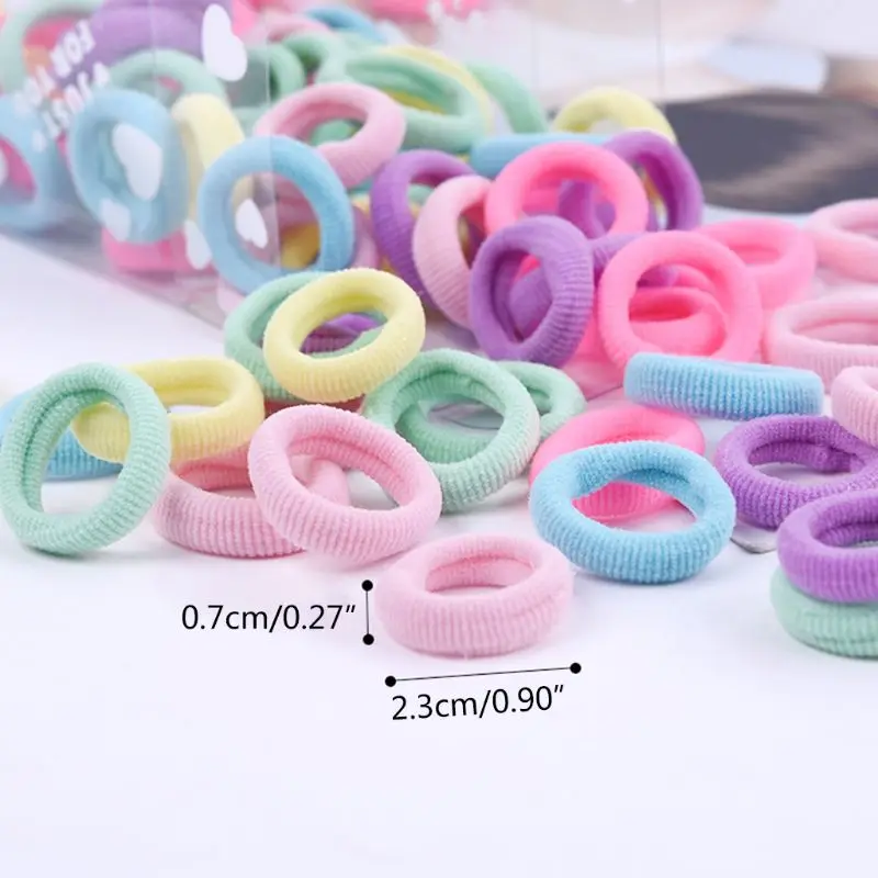 100Pcs Colorful Elastic No Crease Hair Tie Seamless Towel Small Rubber Band Rope F3MD | Аксессуары для одежды