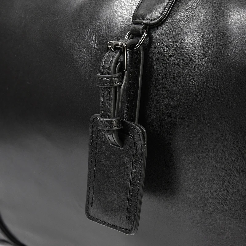 Black Leather Travel Bag For Men