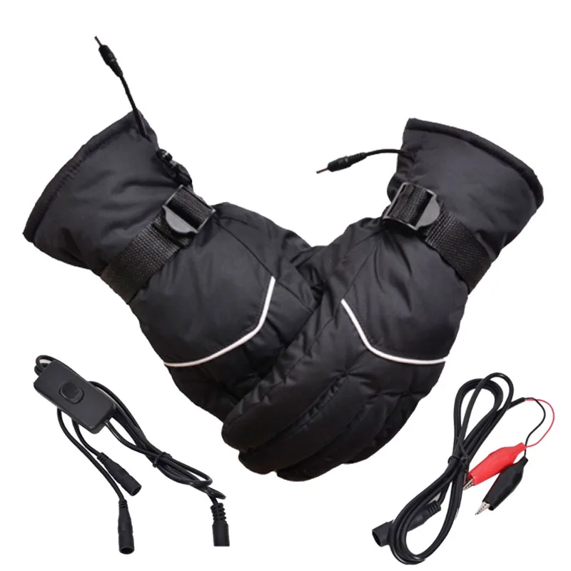 Мотоциклетные перчатки с зарядкой от аккумулятора, перчатки с электрическим подогревом для скутера, мопеда, квадроцикла, Зимнего вождения, водонепроницаемые, Нескользящие, теплые