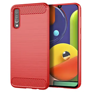 

30pcs/lot Carbon Fiber Brushed Case For Samsung Galaxy A50S Flexiable Stripe Rubber Case