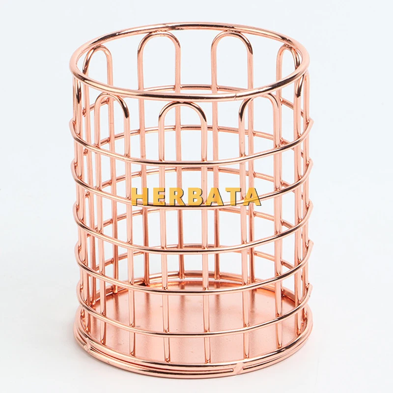 Lovely Hollow Metal Pen Holder Makeup brush container Multifunction Storage Desk Organiser Office Accessories Papelería CL-2557