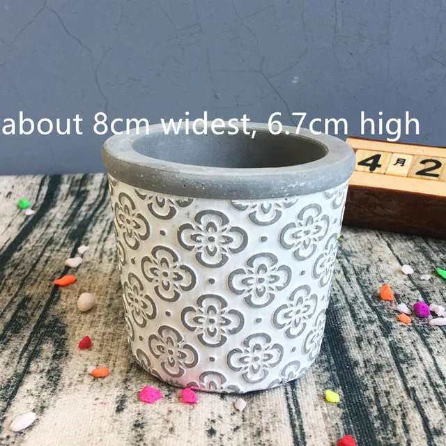 Small Cement Silicone Pot Molds Round Square Stone Planter Gardening Concrete Mold Silver