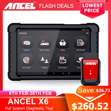 Ancel – Outil de diagnostic des fonctions d'une voiture, scanner Bluetooth X6 OBD2, balayage ABS, airbag, huile EPB DPF, réinitialisation OBD 2, lecteur de code