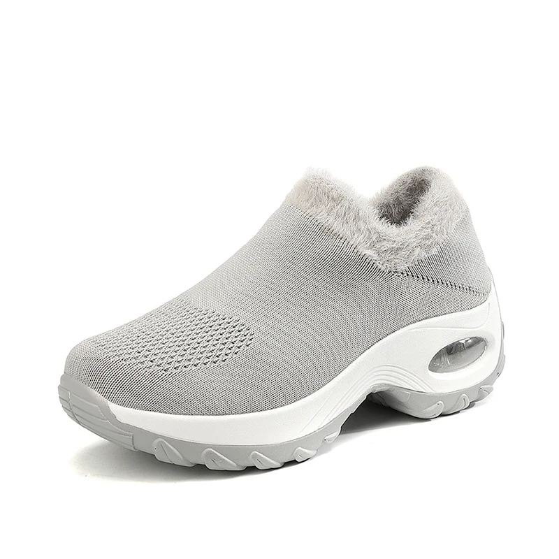 

Women Winter Slip On Casual Vulcanised Shoes Women's Mesh Socks Sneakers Woman Shoes Warm Platform Female Short Plush Ladies