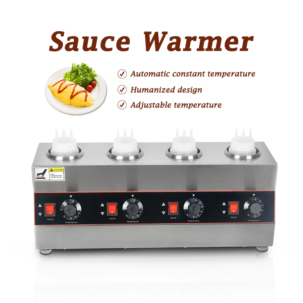 ITOP Commercial Chocolate Heater Sauce Warmer Electric Stainless Steel 1/2/3/4 Bottles Soy Jam Heater Filling Machine 6