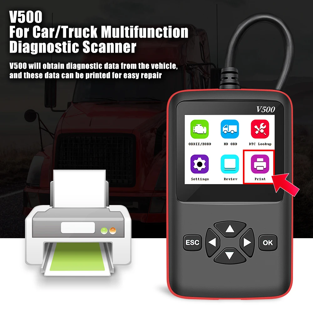 front sensor for car V500 OBD2 Automotive Scanner 12V/24V For Car/Truck OBD2 Engine Diagnostic Auto Tool OBD 2 J1939 J1587 J1708 Fault Code Reader anti theft alarm for car