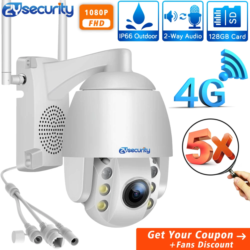 

2MP 4G SIM Card Mini PTZ IP Camera Outdoor 1080P 5X Optical Zoom Two Way Audio Onvif CCTV Security Wireless Speed Dome IP Camera