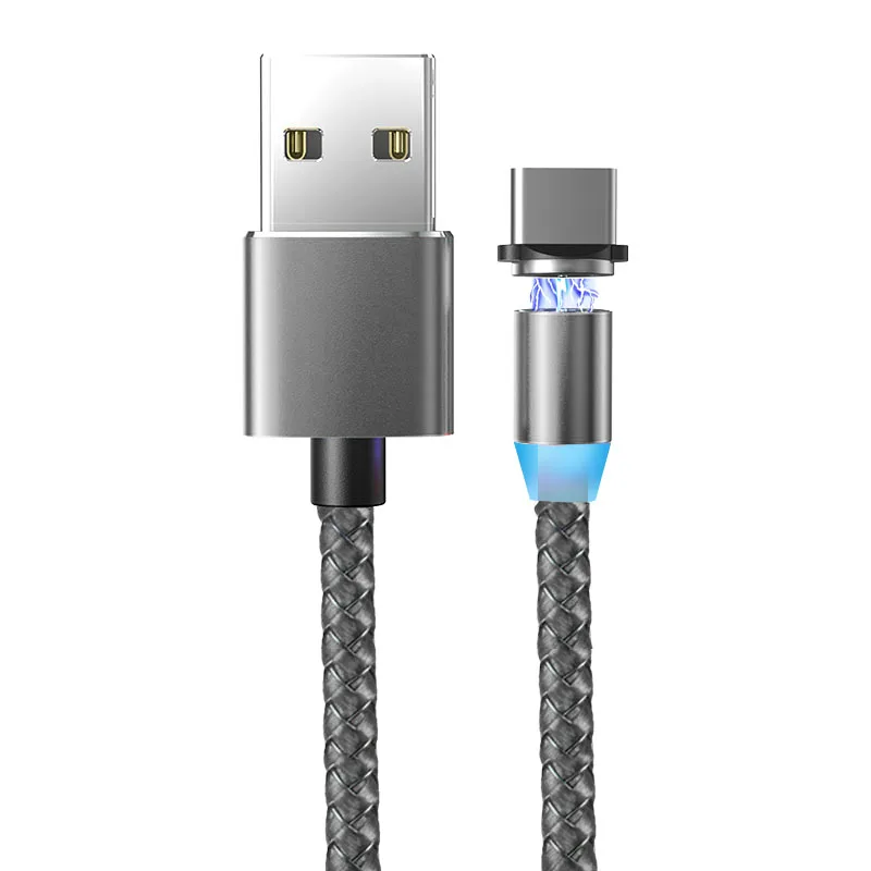 Gray Type C 1 м/2 м Магнитный кабель Micro USB кабель для iPhone Xr samsung мобильный телефон Быстрая зарядка USB C кабель магнит зарядка usb type C кабель - Цвет: Gray Type C