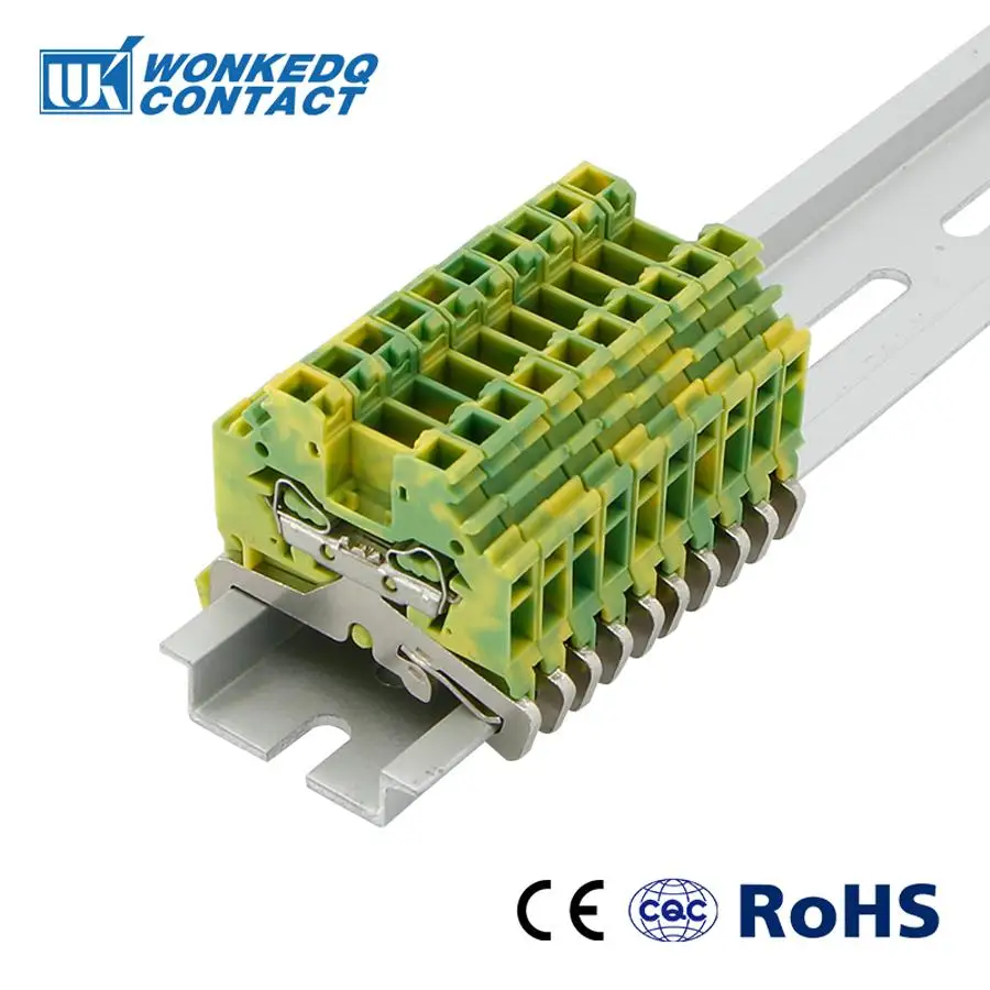 

Ground Terminal block 280-107 Din Rail Wire conductor Spring Cage Connection Terminal Blocks 2 Conductor through 10pcs