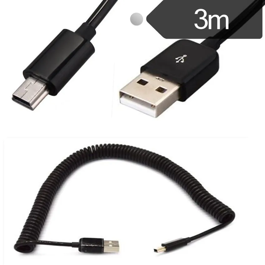 Кабель адаптер для передачи данных Mini USB спиральный кабель 3 метра м 10
