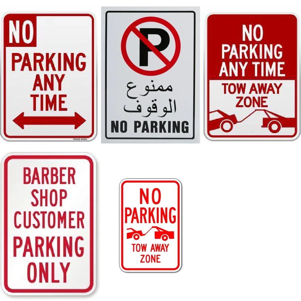 Monifith No Parking Anytime With Arrows Industrial Warning Signs Red Metal Tin Sign 8x12 Inch Plaques Signs Aliexpress