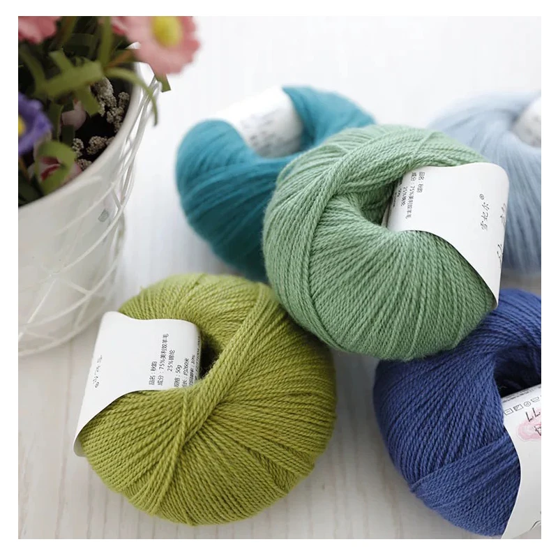 QZLKNIT 50g/ball 75%Merino wool yarn Autumn/winter Soft medium-fine wool yarn DIY Hand knitted Crochet Baby clothes Yarn 5
