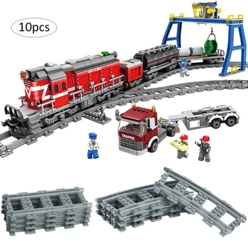 

10PCs Train Tracks Non-Powered Rail Straight Curved Rail Construction Toy Compatible for MEGA BLOKS PixelBlocks Electric Ra