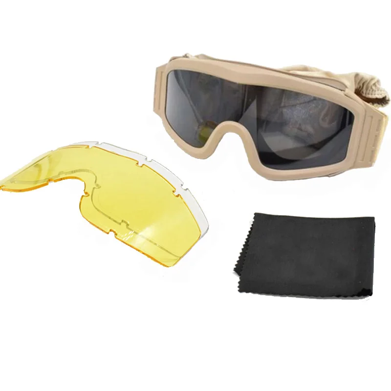 Тактические очки, военные очки для стрельбы, очки для пейнтбола, страйкбола, ветрозащитные очки для спорта на открытом воздухе, защитные очки с 3 линзами