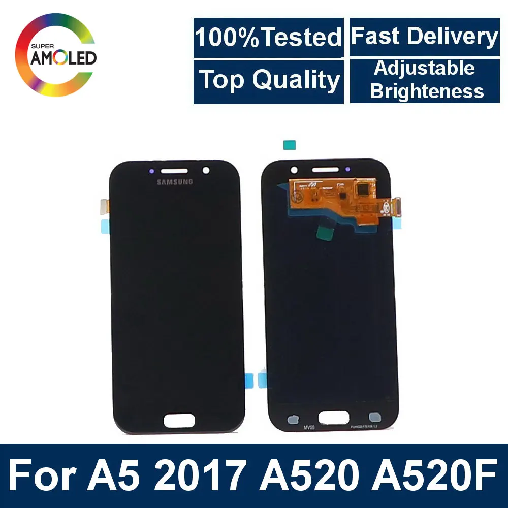 Супер AMOLED для samsung lcd A5 Galaxy A520 A520 SM-520F A520M lcd сенсорный экран дигитайзер блок с регулировкой яркости