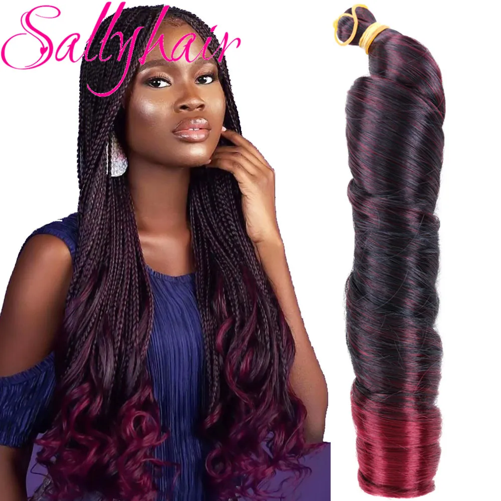 

Sallyhair Synthetic Crochet Hair Silky Spanish Curls 22 Inch Bouncy Curly Ombre Braiding Hair French Curly Bulk Hair Extensions