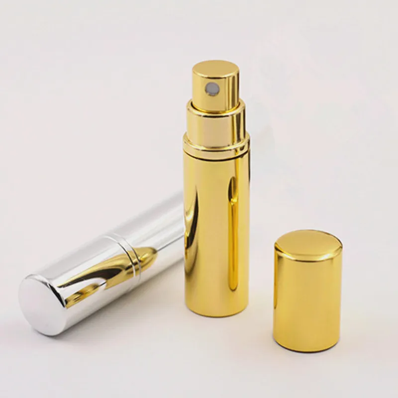 

2pcs 5ml Refillable Small Silver Gold Aluminum Spray Perfume Bottles Atomizer Portable Travel Cosmetic Container Perfume Bottle