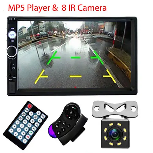Control and 8 IR Podofo 2 din автомагнитола " HD Авторадио мультимедийный плеер 2DIN сенсорный экран Авто аудио стерео MP5 Bluetooth USB TF FM камера - Цвет: Control and 8 IR