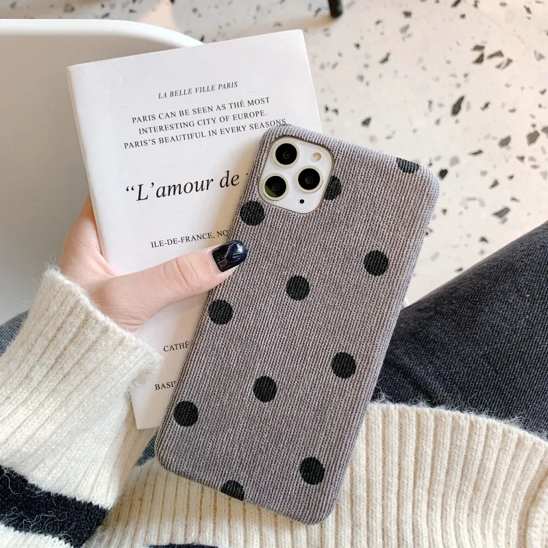 Kowkaka зимний замшевый мобильный чехол для телефона для iPhone 11 Pro Max X XR XS Max 6 6s 7 8 Plus Мягкий силиконовый чехол-накладка в горошек для пары