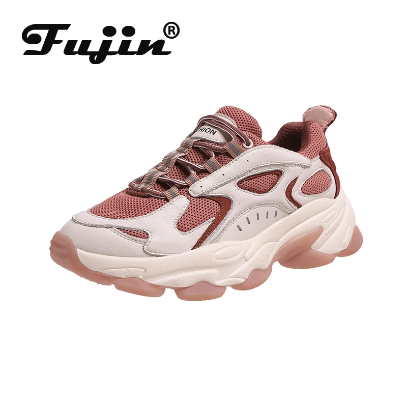 

Fujin Sneakers Women Spring Autumn Thick Bottom Dropshipping Leisure Lace Fashion Fashion Breathable Platform Mesh Women Shoes