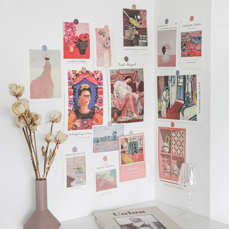 Arte de pinturas famosas Retro, accesorios de foto de tarjeta postal Diy, decoración de colocación, tarjeta de pared, pegatina de color, tarjeta de felicitación, 15 hojas