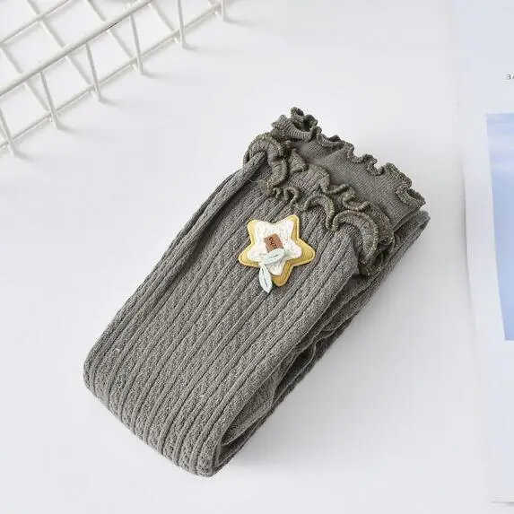 8Dark Grey Детские колготки для девочек; леггинсы для младенцев; штаны с 9 точками; штаны для новорожденных девочек; большие хлопковые леггинсы для девочек с деревянными ушками; сезон осень-зима - Цвет: 8Dark Grey