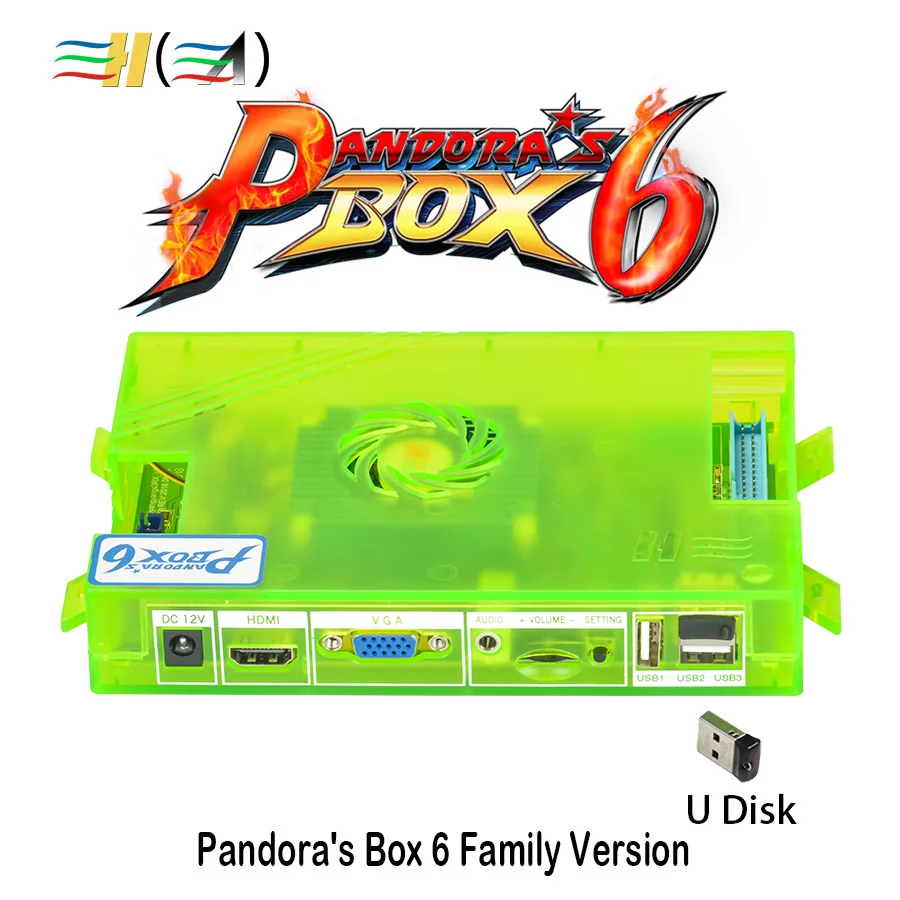 3A Pandora's Box 6 Home Edition 1300 в 1 аркадные видеоигры 2 игрока Полный комплект, Джойстики, кнопки адаптера питания аркадный шкаф