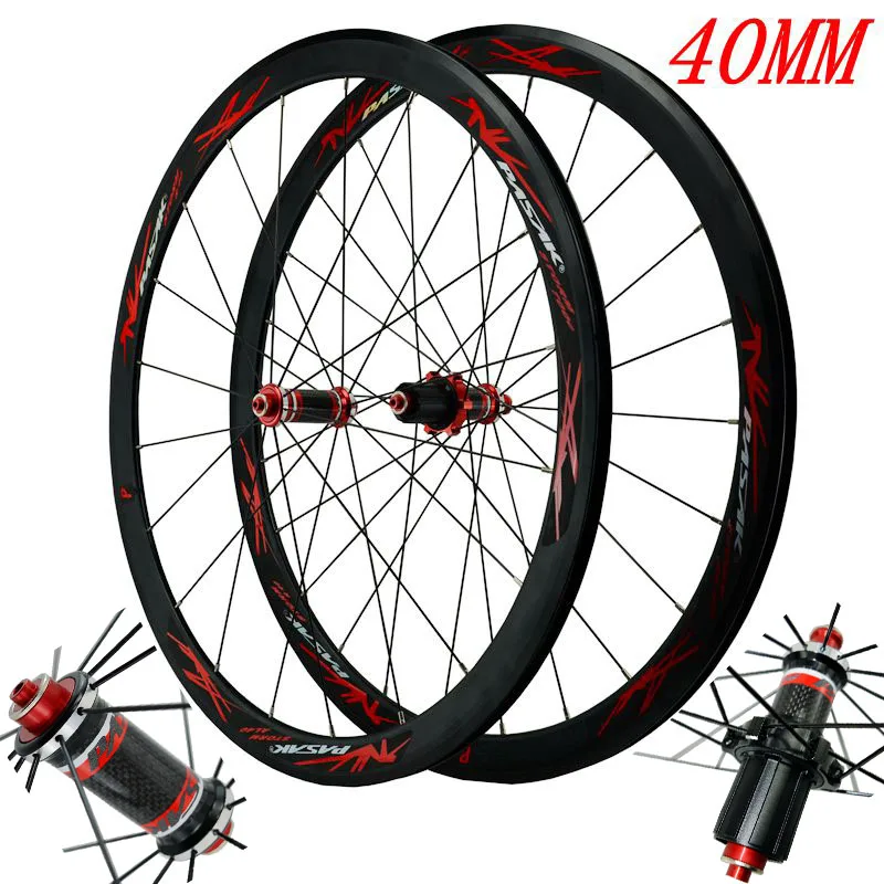 PASAK HB15 Road Bike Wheels Carbon Fiber Hub 40MM Aluminum Rim C/V Brake Straight Pull 700C Wheelset Round Spoke 20/24H 11 Speed